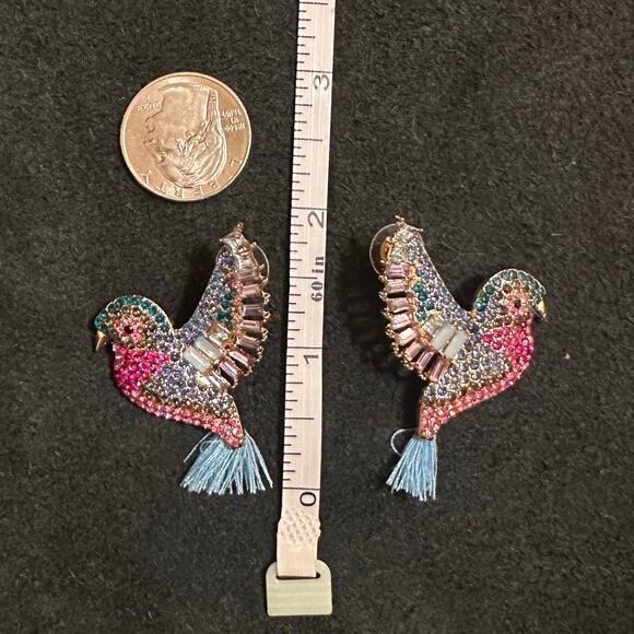 Humming Bird Glam Glitzy Tropical Island Earrings - Picture 3 of 6